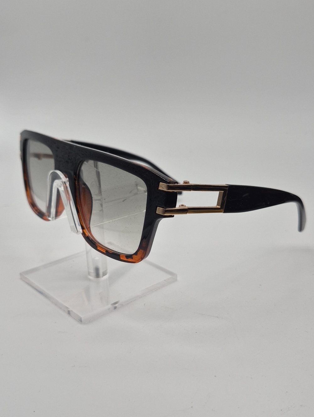 Free People Black and Tortoise Shield Sunglasses with Gold Hardware